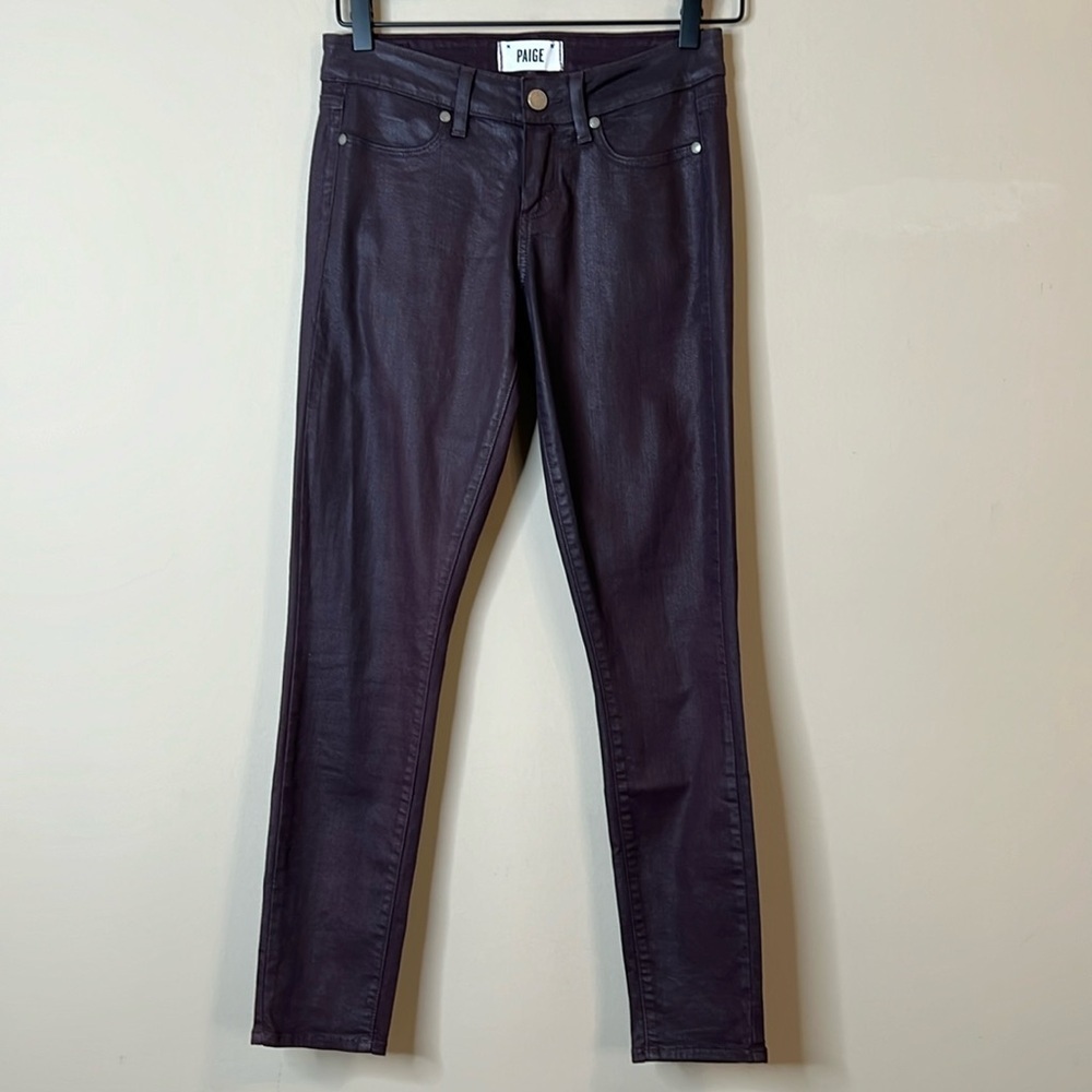 Paige Verdugo Ankle Skinny Jeans Waxed Coated Jeans size 26